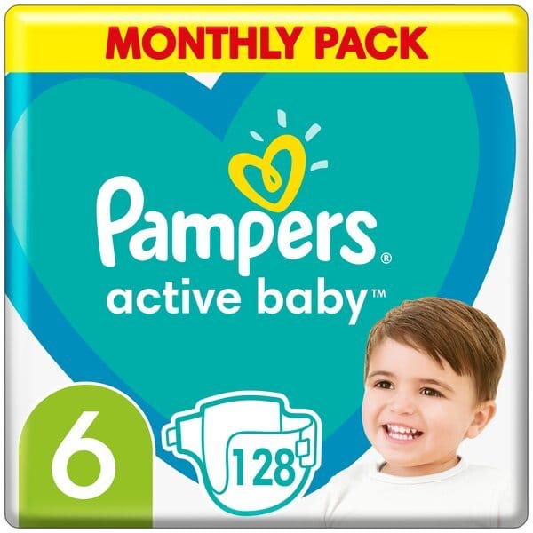 PAMPERS Дитячі одноразові підгузки Active Baby Giant (13-18 кг) Мега Супер 128шт  Відгуки