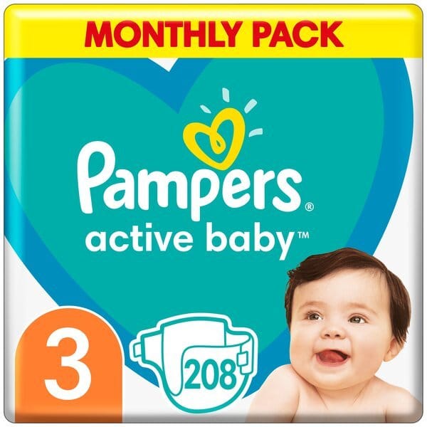 PAMPERS Дитячі одноразові підгузки Active Baby Midi (6-10 кг) 208шт Відгуки