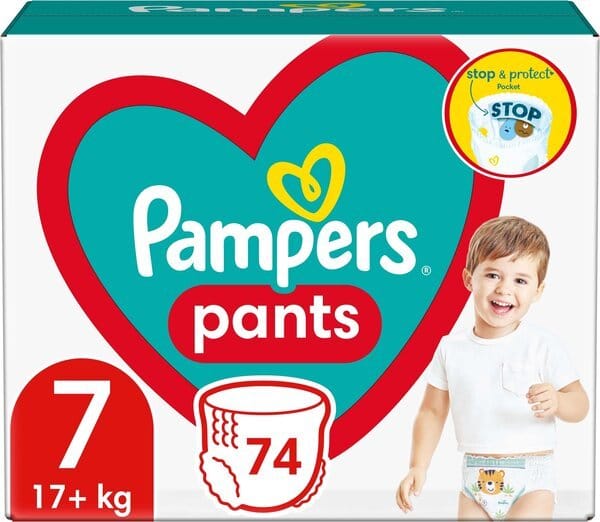 PAMPERS Дитячі одноразові підгузки-трусики Pants Giant Plus (17+ кг) Мега 74шт  Відгуки