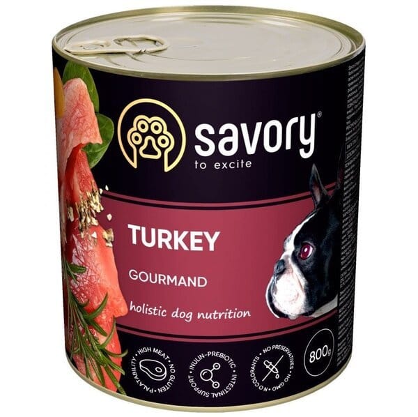 Вологий корм для дорослих собак Savory з індичкою 800г Відгуки